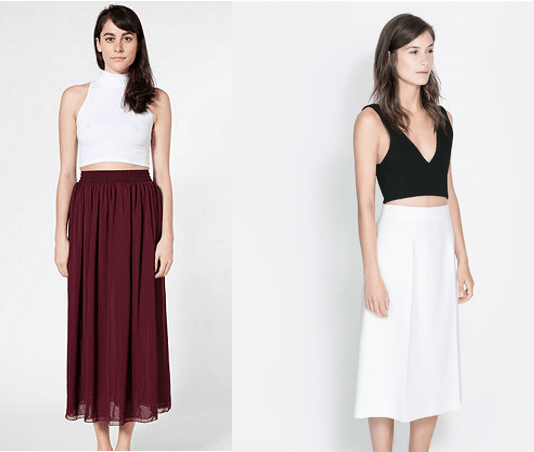 crop top and high waist skirt