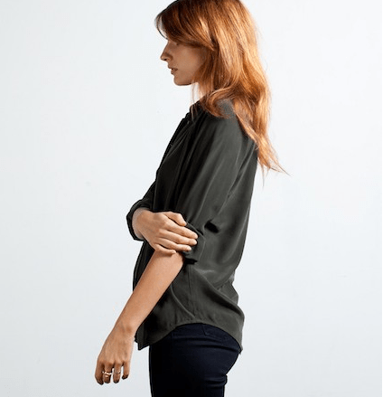 everlane silk blouse pine