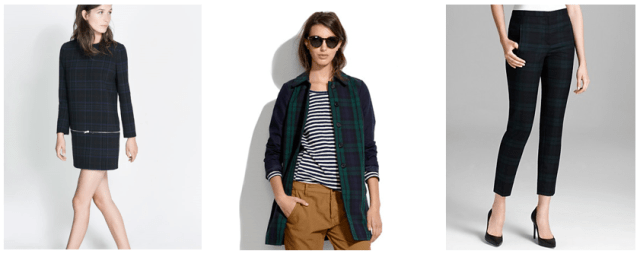 plaid fashion trend 2013, theory pants, zara dress, madewell jacket