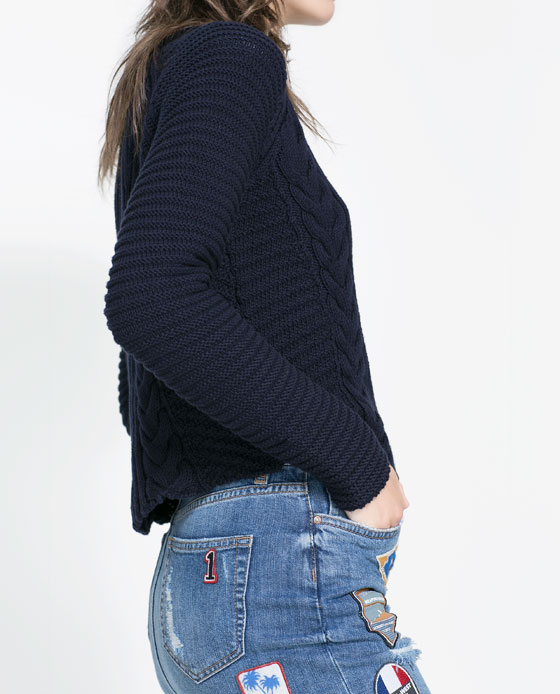 zara cropped ribbed jumper