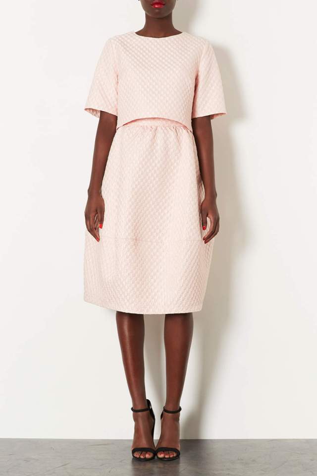 topshop pink bubble tee and skirt