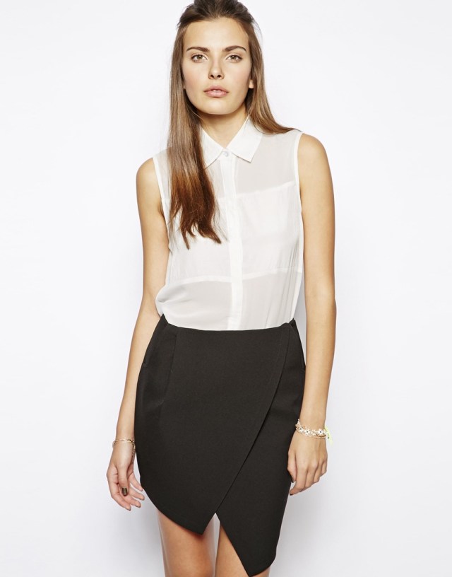 asos sheer panel white top