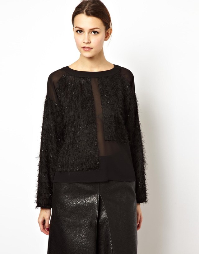 asos sheer panel sparkle top