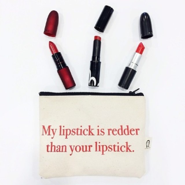 pamela barsky cosmetic bags red lipstick into the gloss